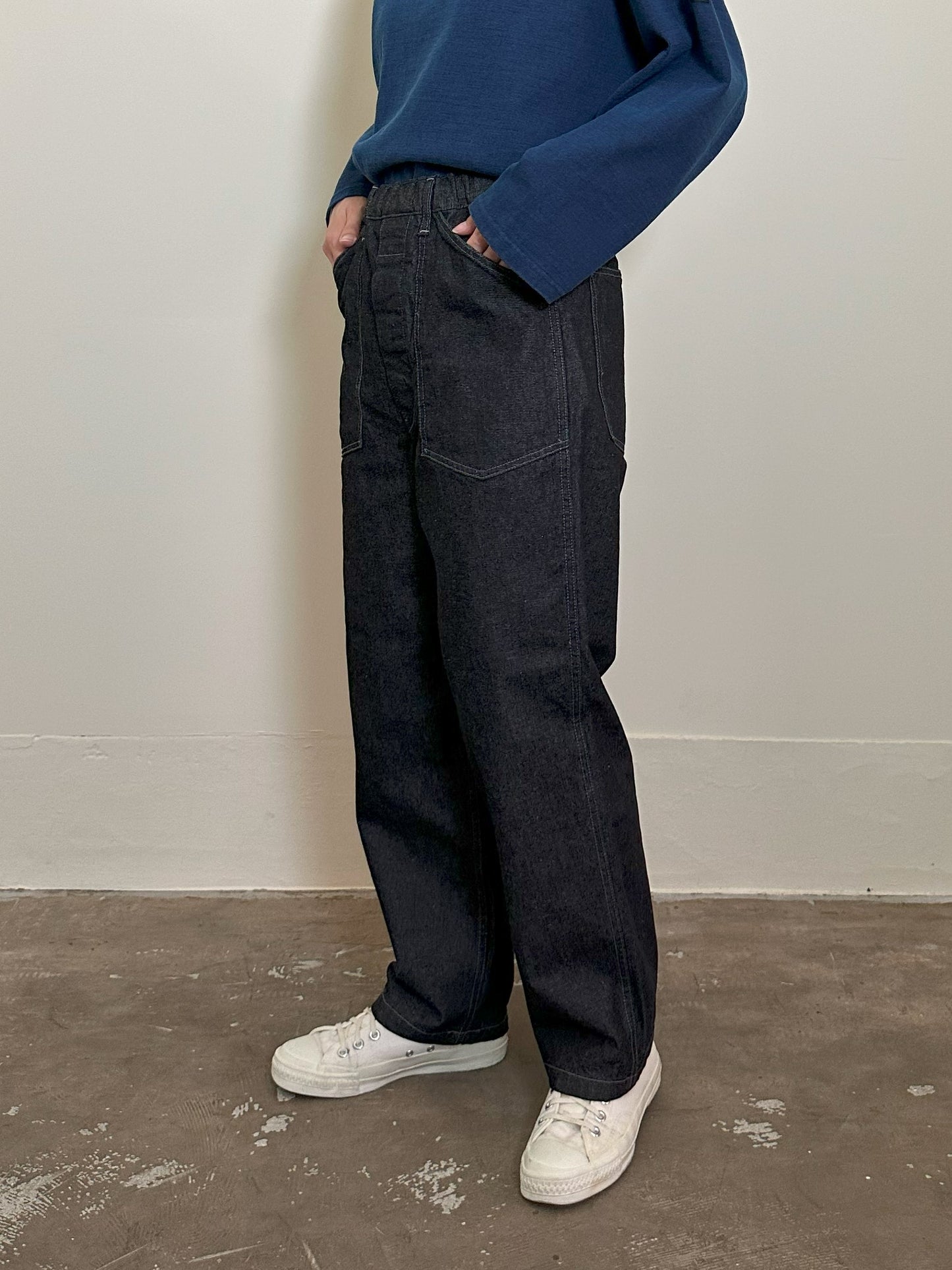 ブラックデニムPWイージーパンツ / Black Denim PW easy pants