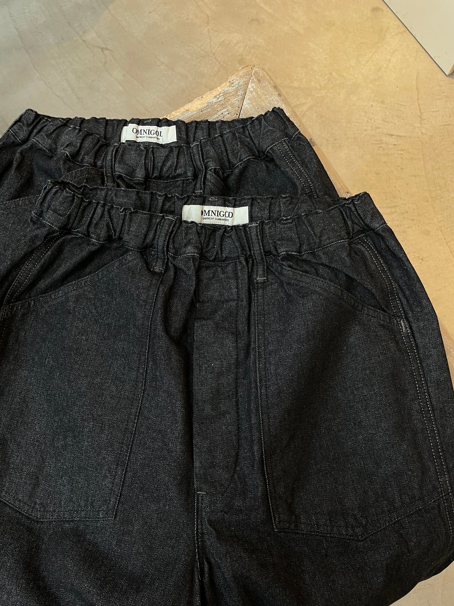 ブラックデニムPWイージーパンツ / Black Denim PW easy pants