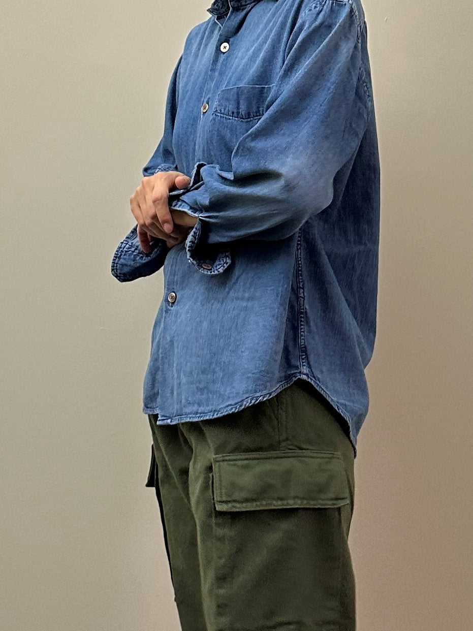 デニム スプレッドカラーマニッシュシャツ ユーズドウォッシュ / Denim Spread collar mannish shirt used wash