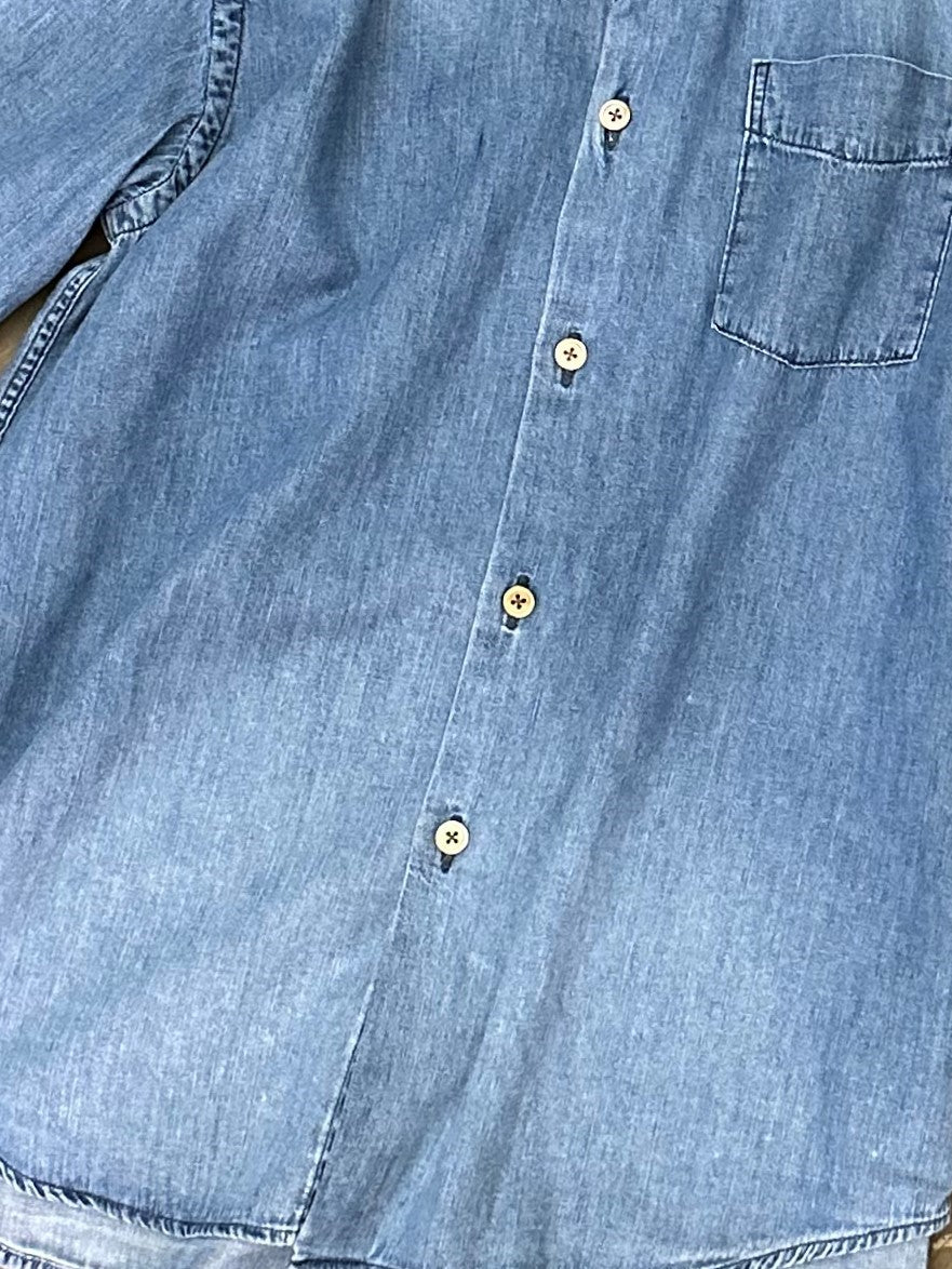 デニム スプレッドカラーシャツ ユーズドウォッシュ/ Denim Spread collar shirt used wash