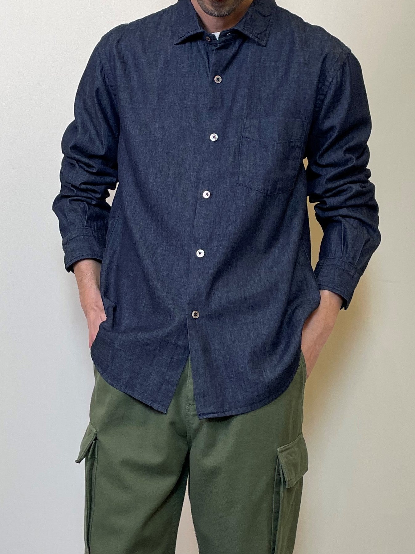 デニム スプレッドカラーシャツ / Denim Spread collar shirt