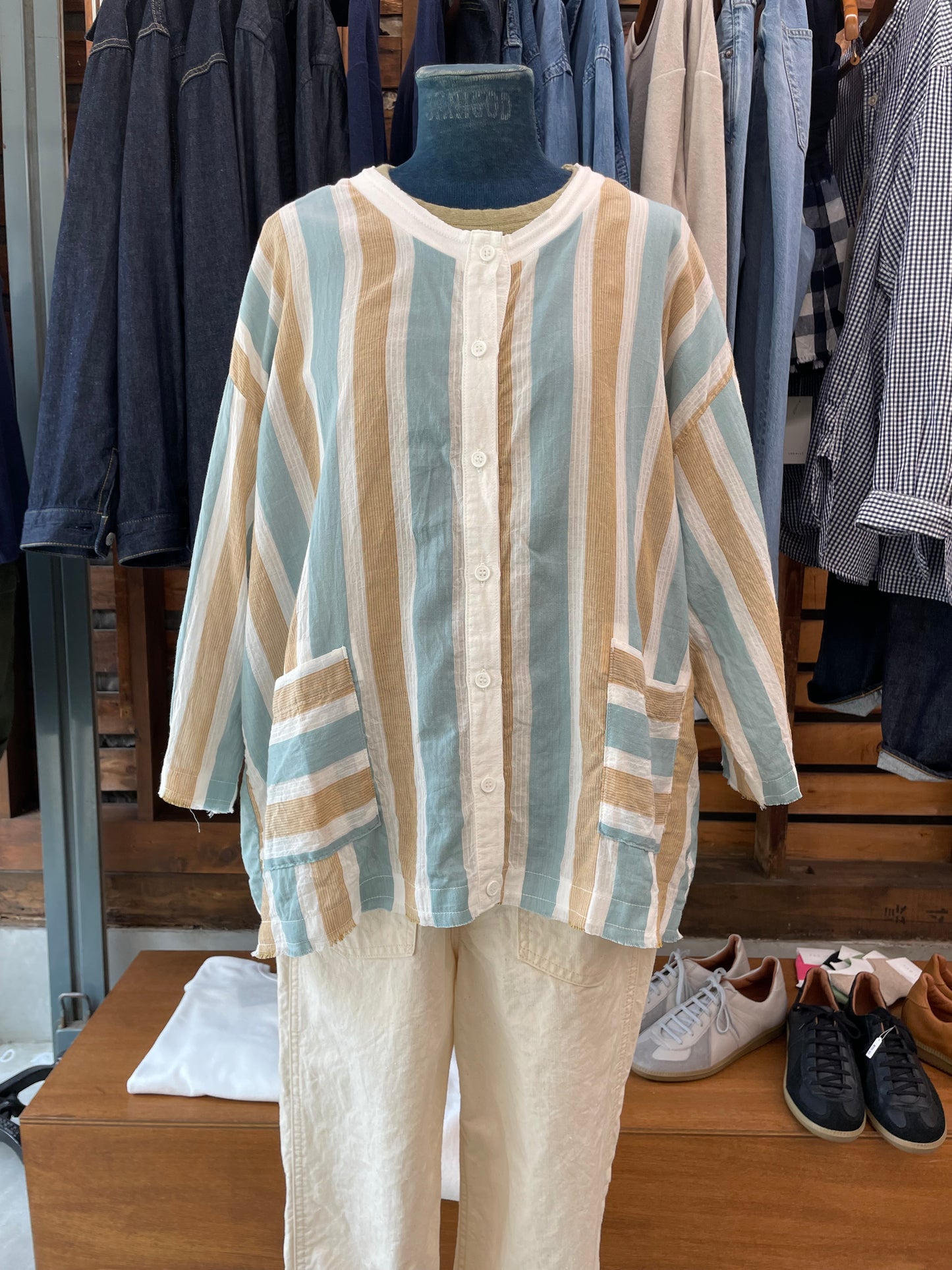 ARTEPOVERA インドコットンストライプカーデ / India cotton stripe cardigan