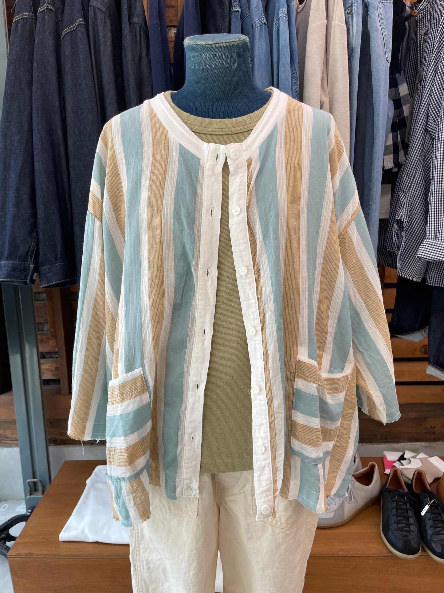 ARTEPOVERA インドコットンストライプカーデ / India cotton stripe cardigan