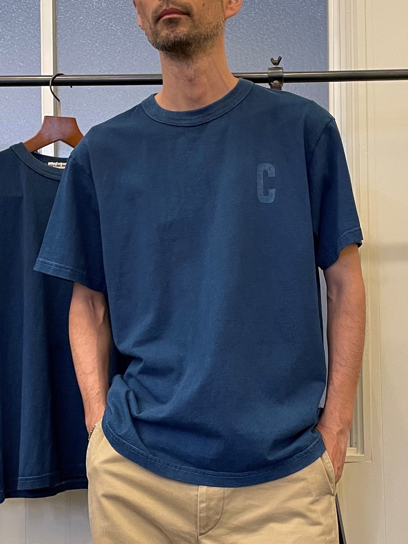 インディゴショートスリーブスタンプTシャツ / Indigo short sleeves stamp T-shirt