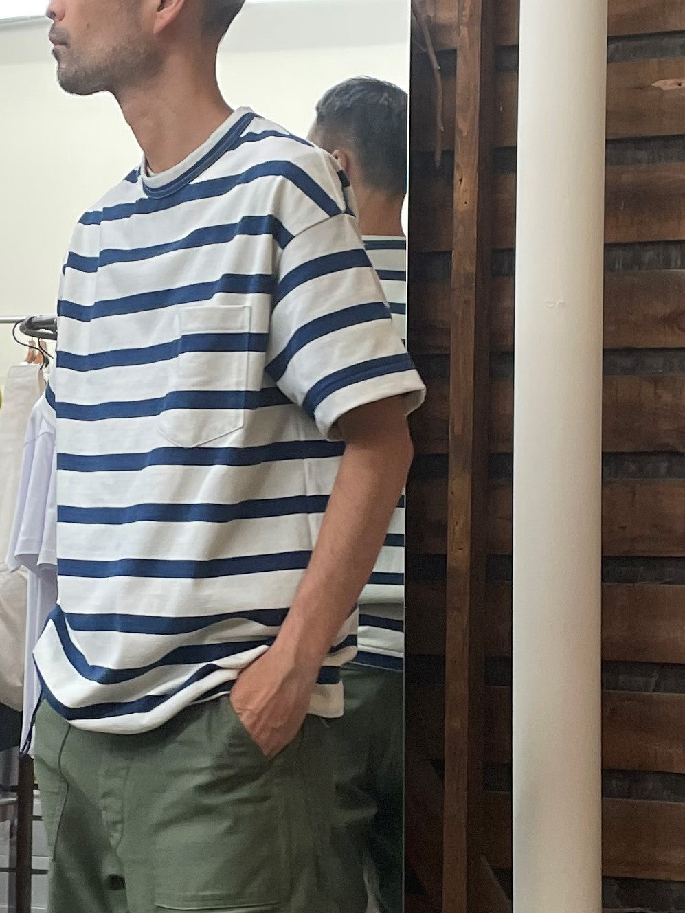 インディゴボーダーリラックスTシャツ / Indigo Border relax T-shirt