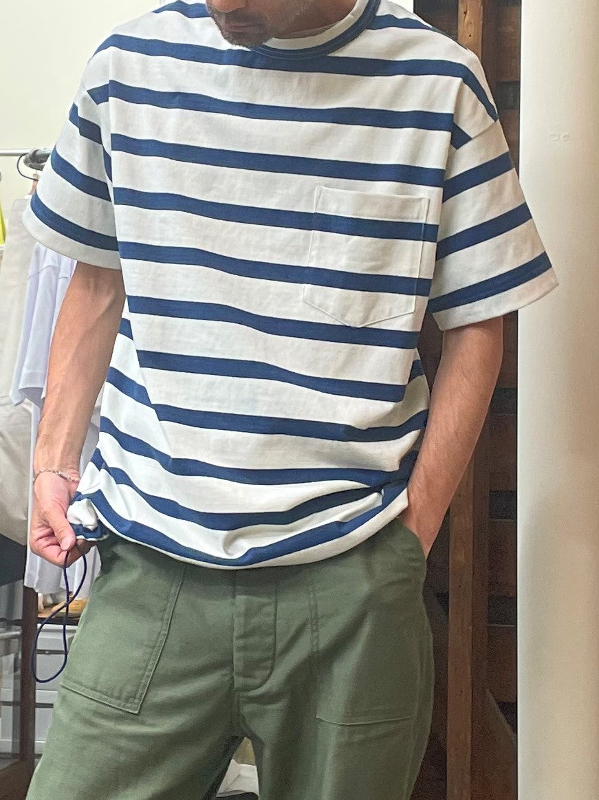 インディゴボーダーリラックスTシャツ / Indigo Border relax T-shirt