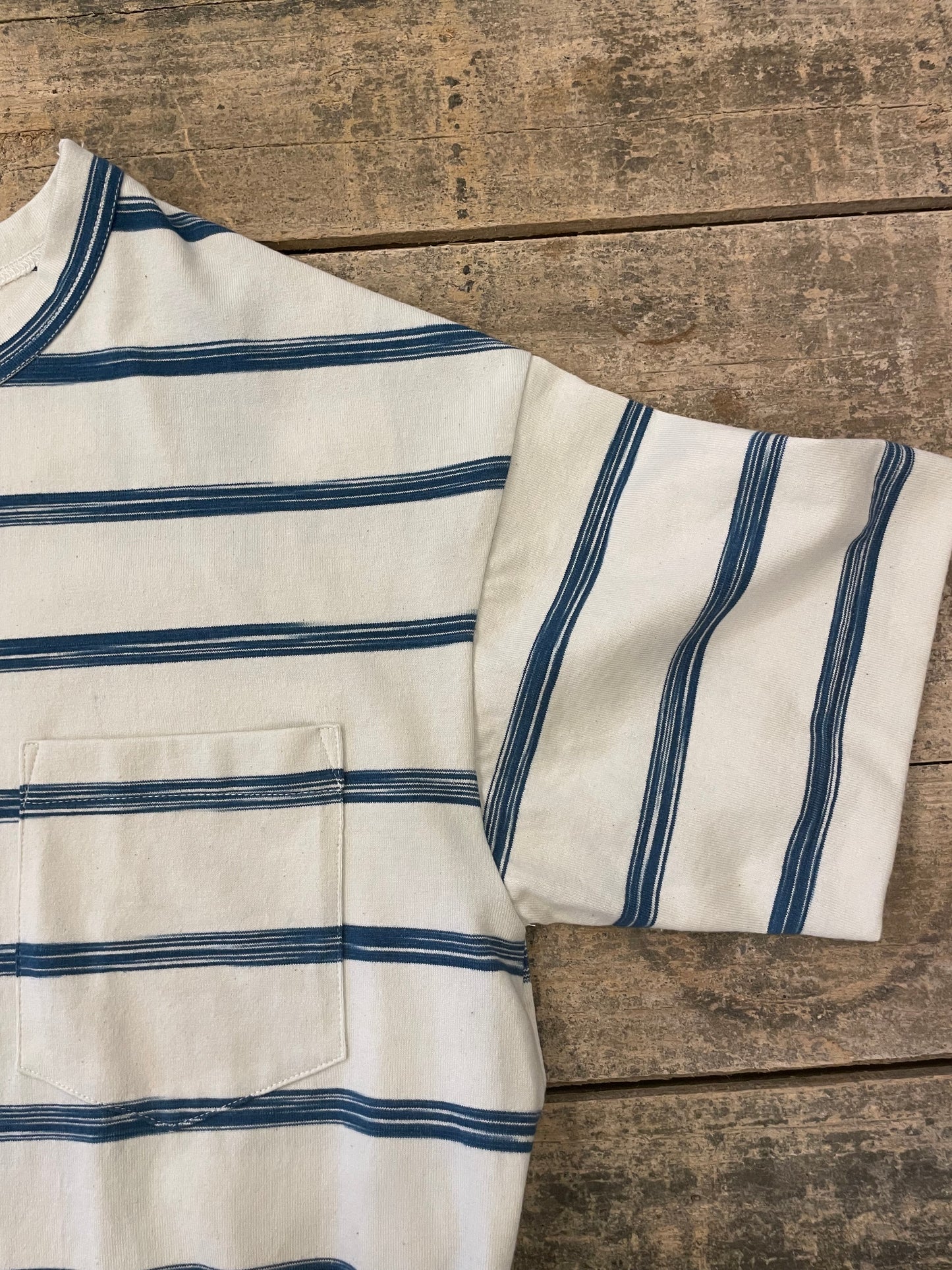藍染めボーダーリラックスTシャツ / AI dyeing Border relax T-shirt