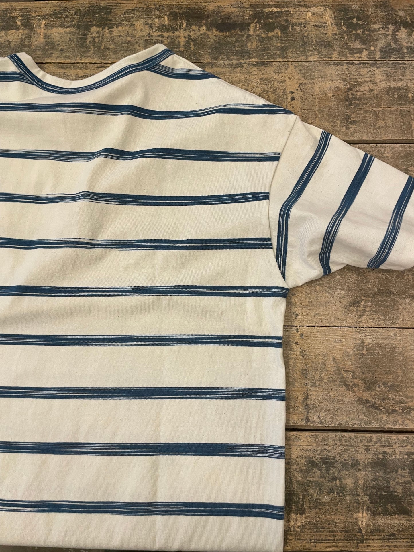 藍染めボーダーリラックスTシャツ / AI dyeing Border relax T-shirt