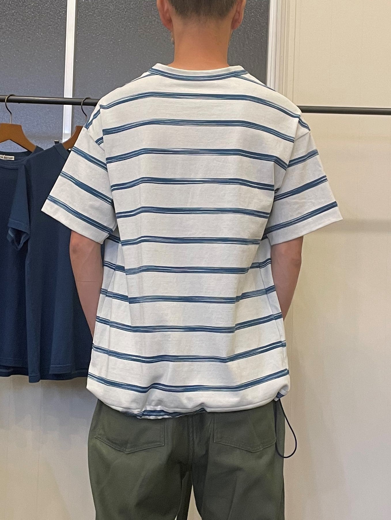 藍染めボーダーリラックスTシャツ / AI dyeing Border relax T-shirt