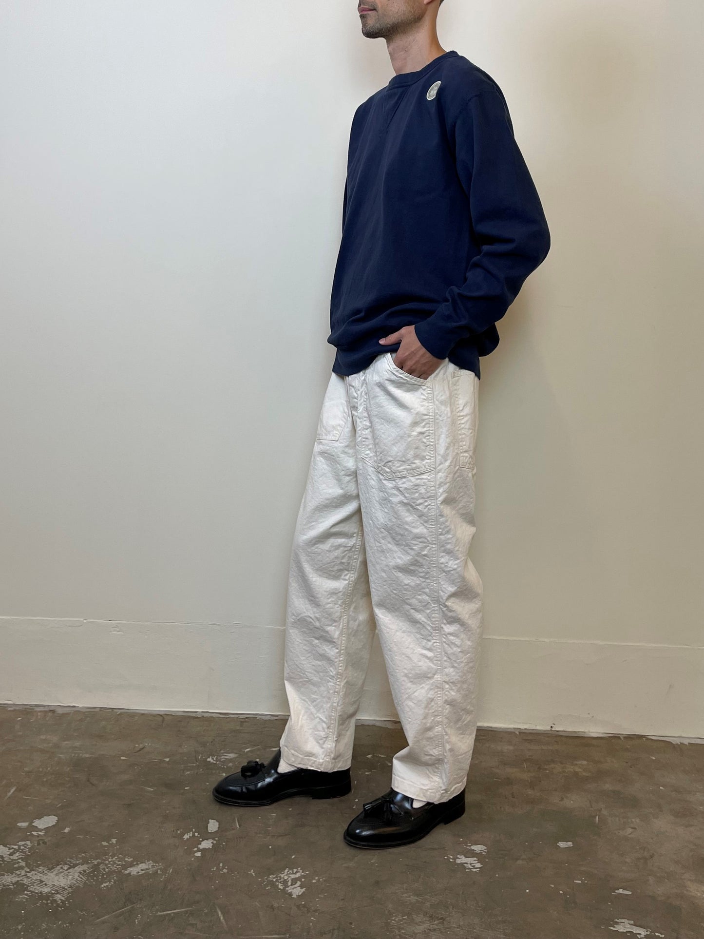 生成デニムPWイージーパンツ / Natural nep denim PW easy pants