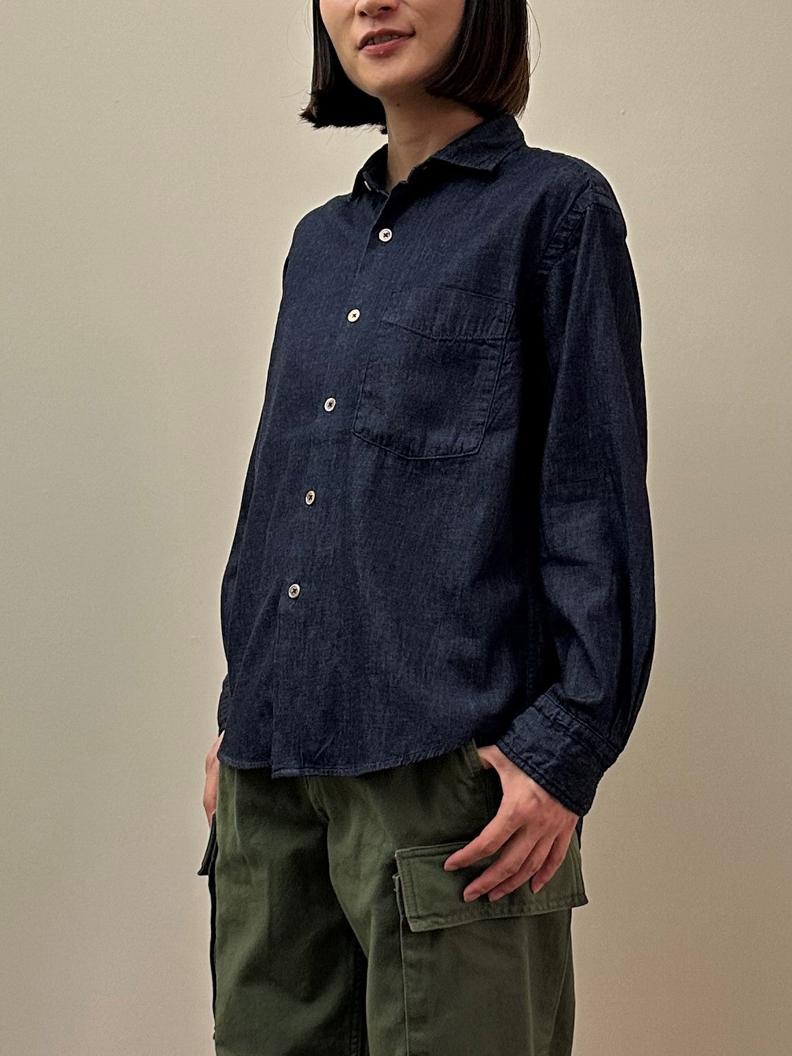 デニム スプレッドカラーマニッシュシャツ / Denim Spread collar mannish shirt