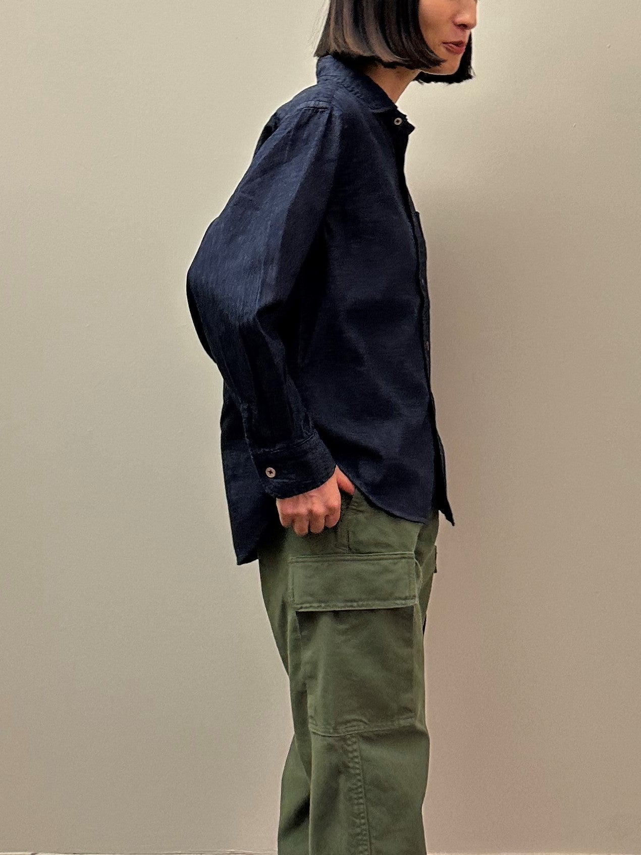 デニム スプレッドカラーマニッシュシャツ / Denim Spread collar mannish shirt