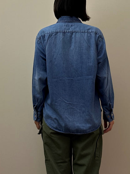 デニム スプレッドカラーマニッシュシャツ ユーズドウォッシュ / Denim Spread collar mannish shirt used wash