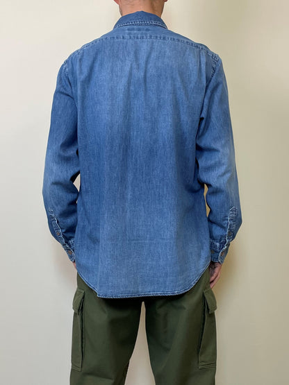 デニム スプレッドカラーシャツ ユーズドウォッシュ/ Denim Spread collar shirt used wash