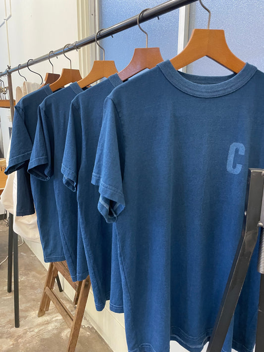 インディゴショートスリーブスタンプTシャツ / Indigo short sleeves stamp T-shirt