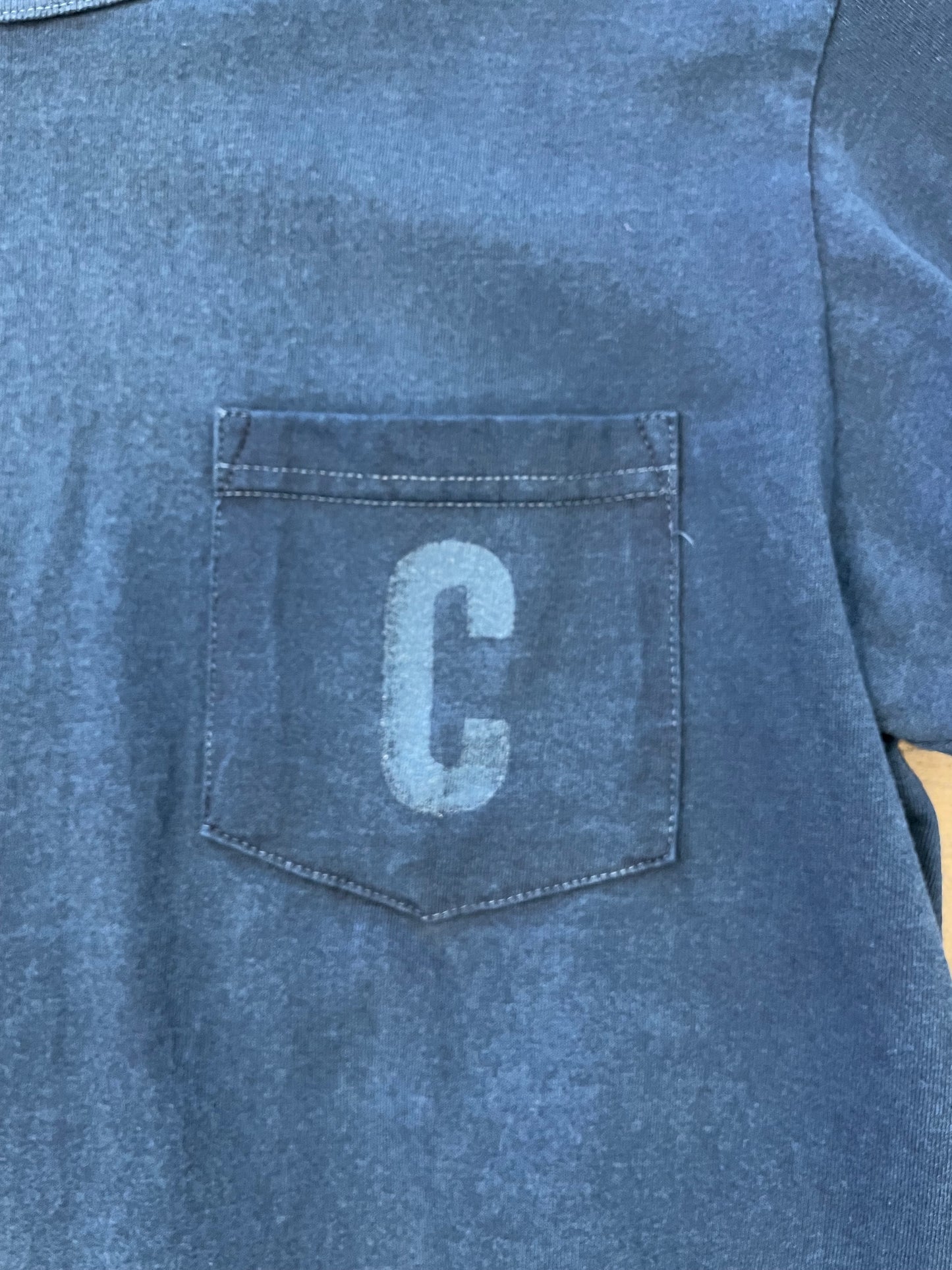 インディゴショートスリーブスタンプポケットTシャツ / Indigo short sleeves stamp pocket T-shirt