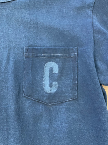 インディゴショートスリーブスタンプポケットTシャツ / Indigo short sleeves stamp pocket T-shirt