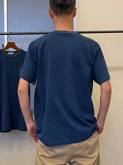 インディゴショートスリーブスタンプポケットTシャツ / Indigo short sleeves stamp pocket T-shirt