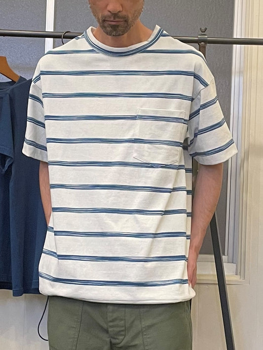 藍染めボーダーリラックスＴシャツ / AI dyeing Border relax T-shirt