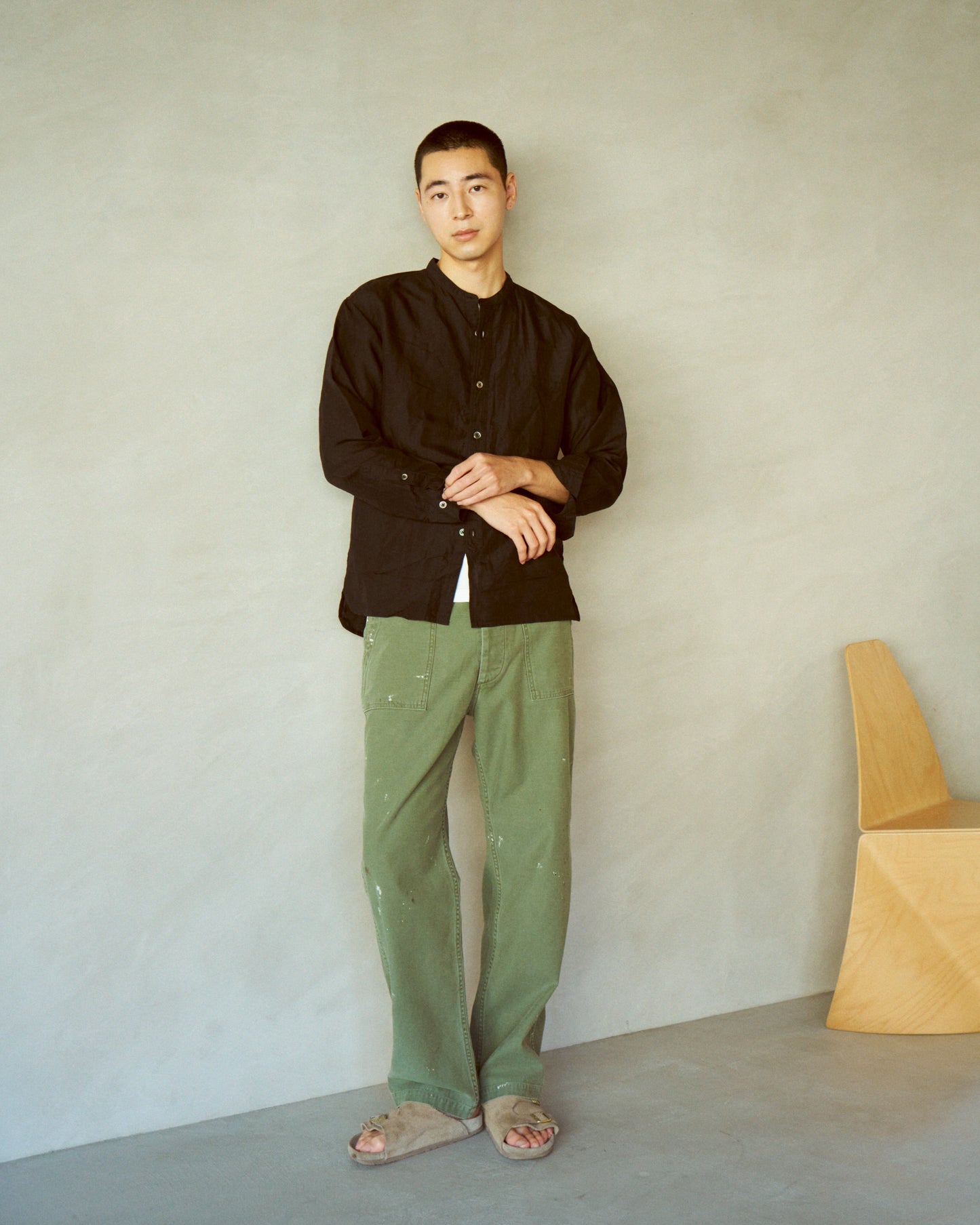 スタンドカラーワークシャツ / Stand collar work shirt